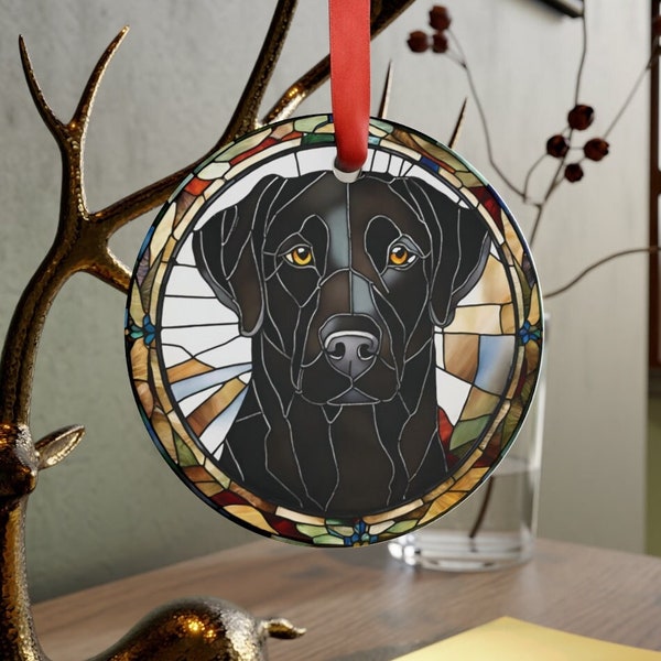 Stained Glass Black Lab Christmas Ornament Etsy