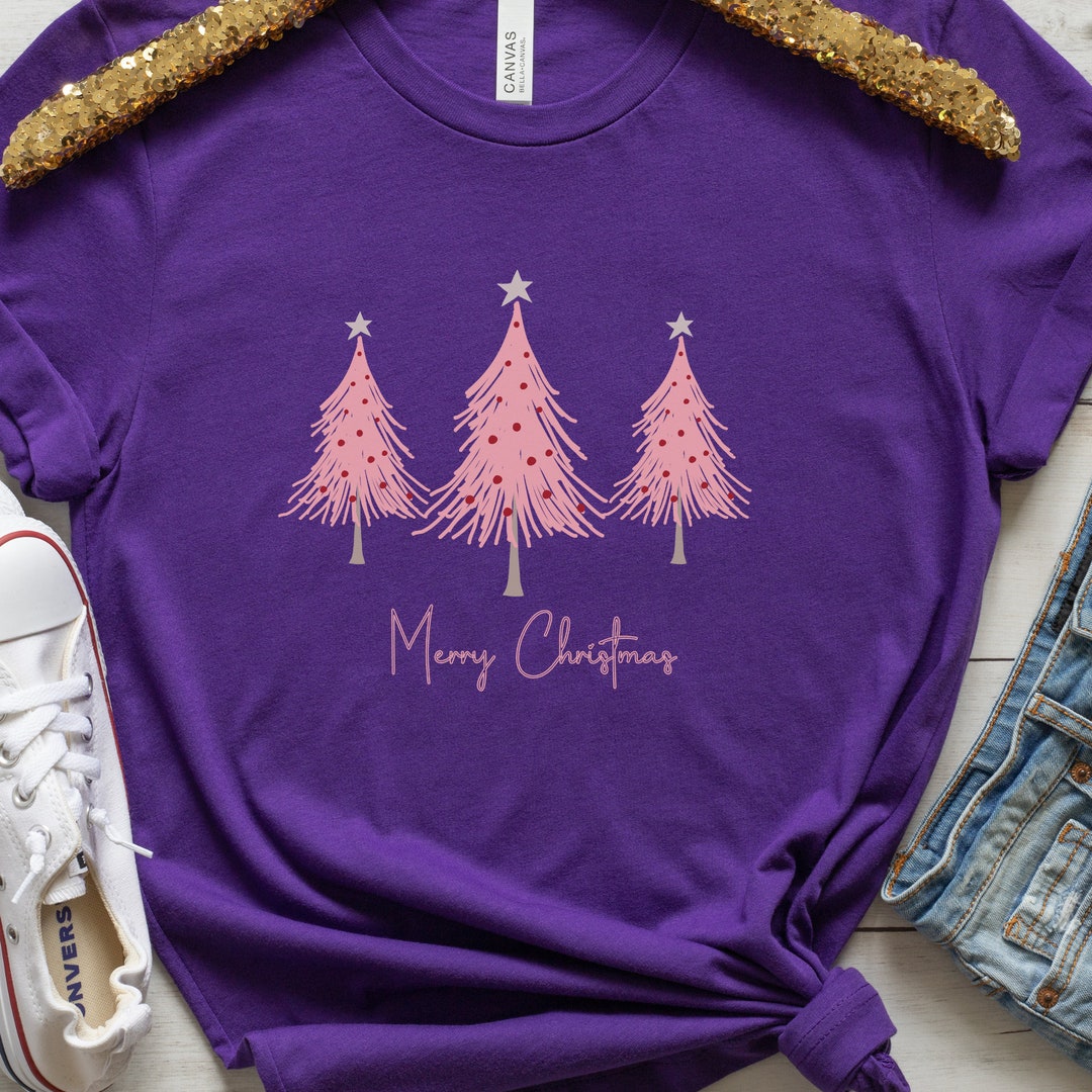 Ladies Merry Christmas Shirt, Cute Christmas Shirt, Pink Christmas