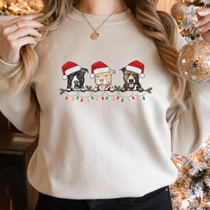 Pitbull Christmas Sweatshirt, Cute Pitbull Shirt, Pitbull Sweatshirt, Pitbull Crewneck, Cute Dog Christmas Shirt, Christmas Dog Jumper