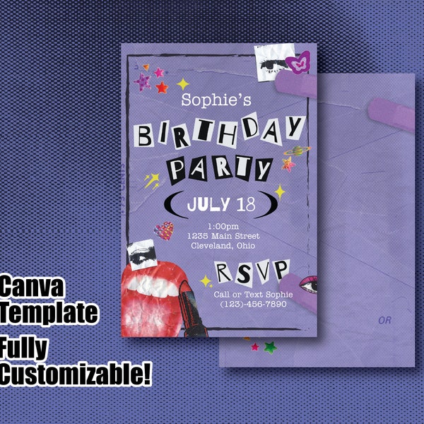Olivia Rodrigo Birthday Invitation - Birthday Party- Party Invite -Party Invitation- Canva Template- Fully Custom Invite