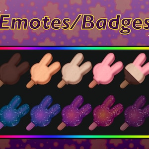 Bunny Ice Cream - 21 Flavours - Sub Badges / Bit Badges / Emotes / Channel Point / Role Icons For Twitch | YouTube | Discord