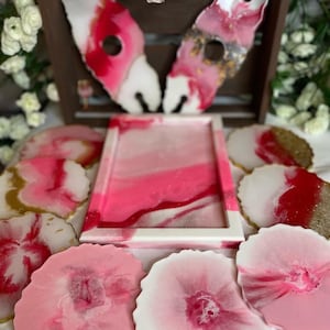 Custom Resin Tray, Coaster, & Wine Glass/Bottle Holder Set