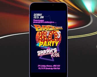 Back to the 80s Birthday Party invitation - 80s party invite - 80's Birthday invitation mp4 video