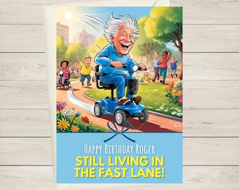 Tarjeta de cumpleaños divertida para scooter de movilidad - Personalizada