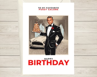 Personalised James Bond Birthday Card - Add your own text - Birthday cards for him or her