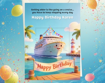 Tarjeta de cumpleaños de crucero personalizada: Vacaciones náuticas