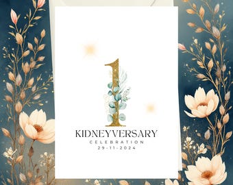 Tarjeta personalizada de aniversario de trasplante de riñón: Celebración de la donación de órganos