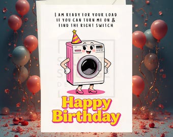 Tarjeta de cumpleaños de lavadora: mucha diversión en un día especial