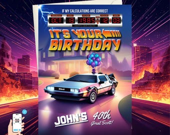 Tarjeta de cumpleaños personalizada de Regreso al Futuro: Opción de Circuitos Temporales Personalizados