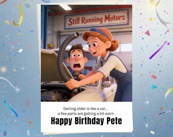 Tarjeta de cumpleaños divertida y personalizada con nombre para celebrar la vejez - humor y chistes anticuados - Tarjeta de felicitación
