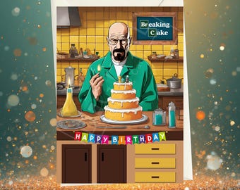 Tarjeta de cumpleaños de Breaking Bad: Walter White rompiendo un pastel