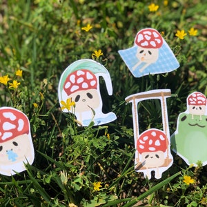 Shroomy The Mushroom Cottagecore Serie Niedliche Pilz Wald Sticker Pack Die-Cut Wetterfest Premium Vinyl Sticker, Matte Dekor, Journal