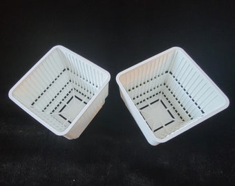 Square White Succulent Planter Pot. Meshpot with Holes for Indoor & Outdoor Plants, Cactus, Flowers, Bonsai, Herbs. Small Plant Pot.