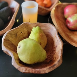 Wooden Root Bowl. Handmade Rustic Bowl, Dough Bowl. Hand Carved Fruit Bowl. Valet Bowl, Entry Bowl. Wooden Trencher. Housewarming Gift. image 1