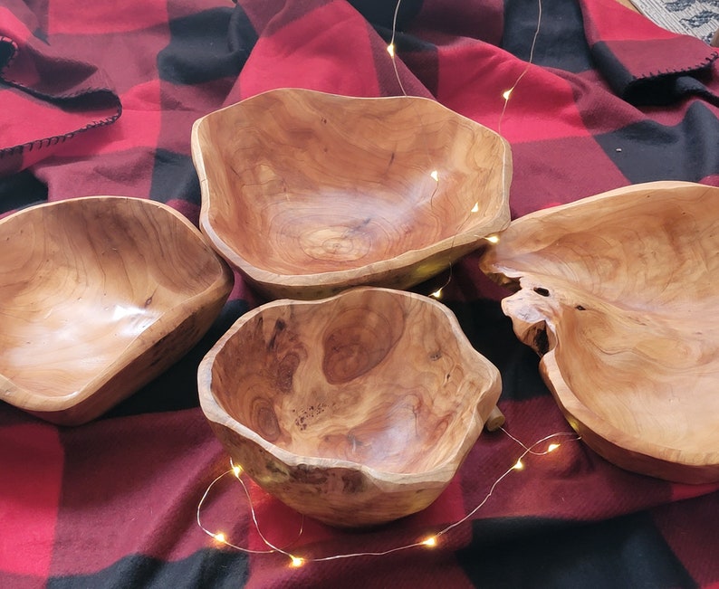 Wooden Root Bowl. Handmade Rustic Bowl, Dough Bowl. Hand Carved Fruit Bowl. Valet Bowl, Entry Bowl. Wooden Trencher. Housewarming Gift. image 10