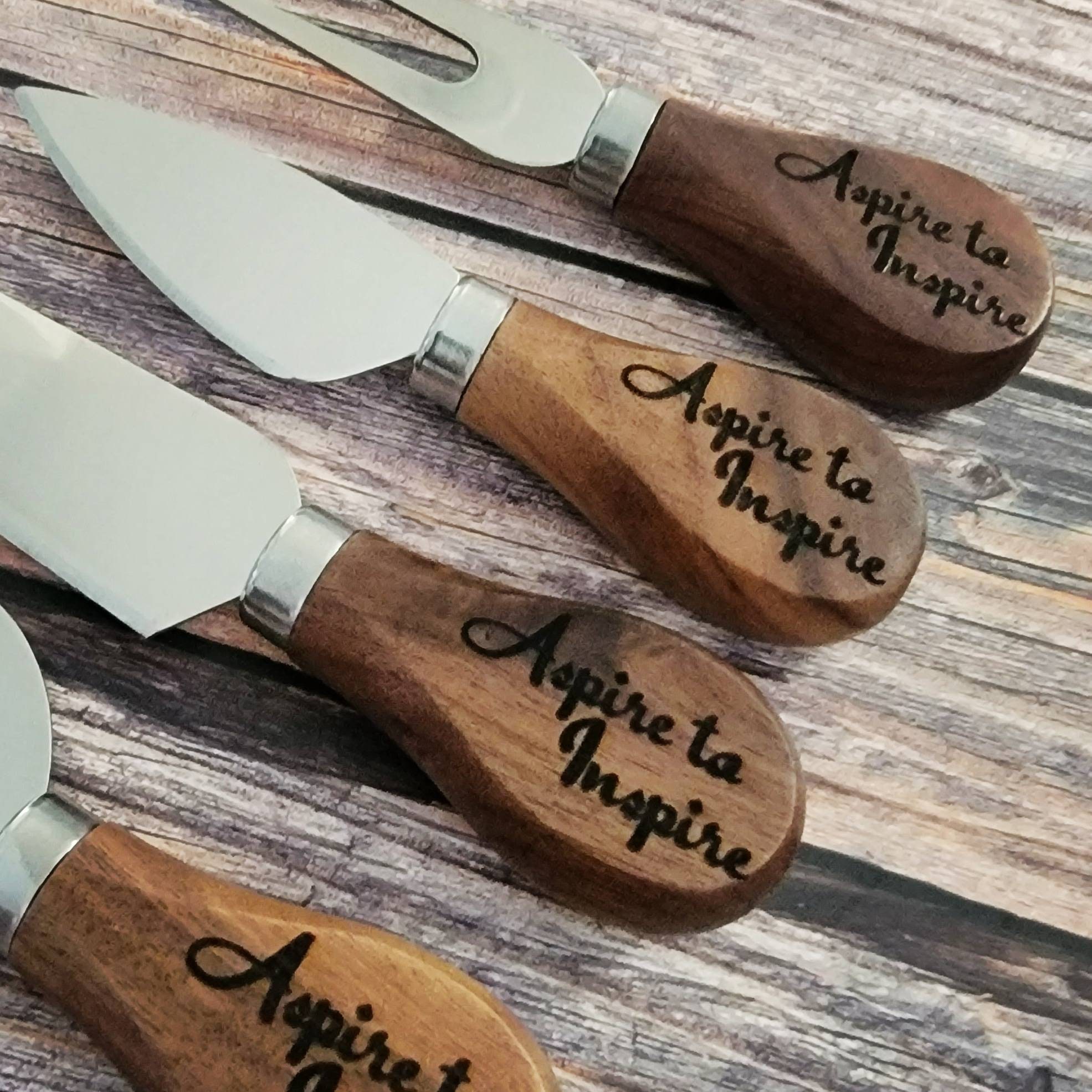 Rustic Farmhouse Cheese Knife Set, Wood Handle, Personalized, Natural  Elements, Stainless Steel Blade, |Farmhouse Wood Cheese Knife Set|4038