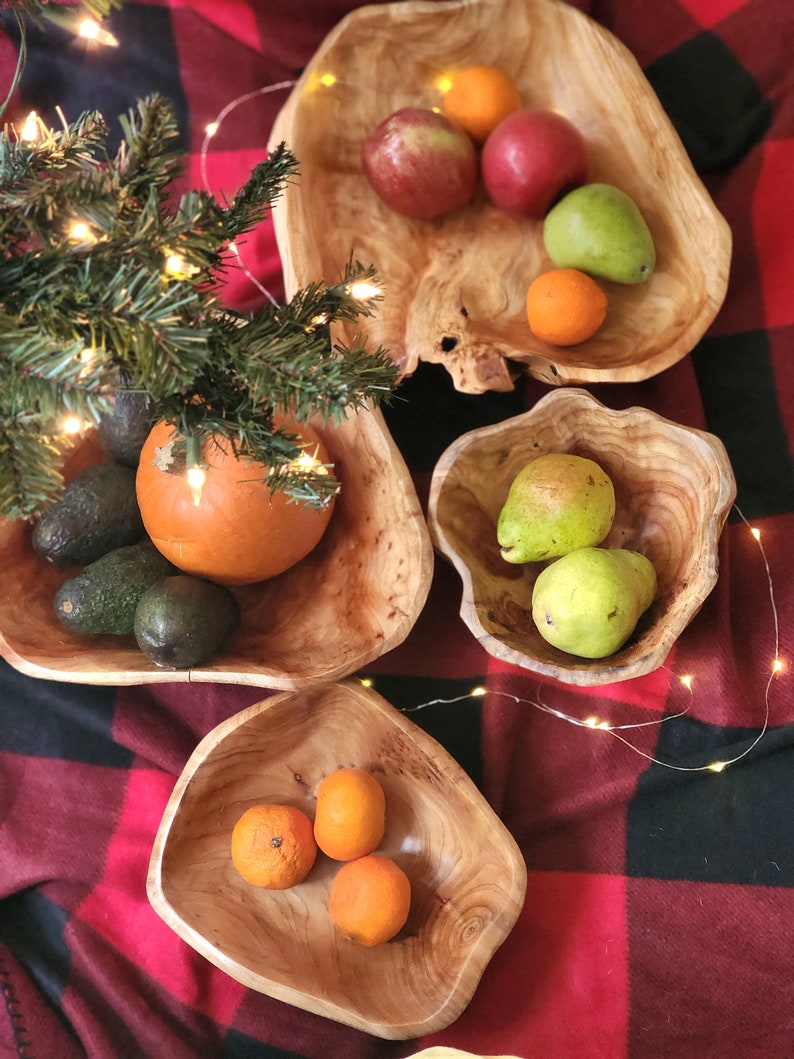 Wooden Root Bowl. Handmade Rustic Bowl, Dough Bowl. Hand Carved Fruit Bowl. Valet Bowl, Entry Bowl. Wooden Trencher. Housewarming Gift. image 4