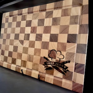 Tabla de cortar grande a cuadros. Tabla de carnicero de veta testa. Tabla para falda, tabla para trinchar carne, tabla de cortar de cocina. Regalo para papá, regalo de chef.