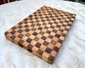 Handmade Wood End Grain Cutting Board. Checkered BBQ Butcher Block, Chopping Board.