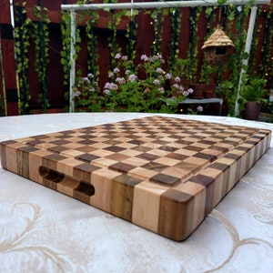 Kitchen Checkered Cutting Board, Butcher Block for BBQ, Meat Cutting Board, End Grain Board. Wedding Gift, Gift for Mom, Housewarming Gift. zdjęcie 7