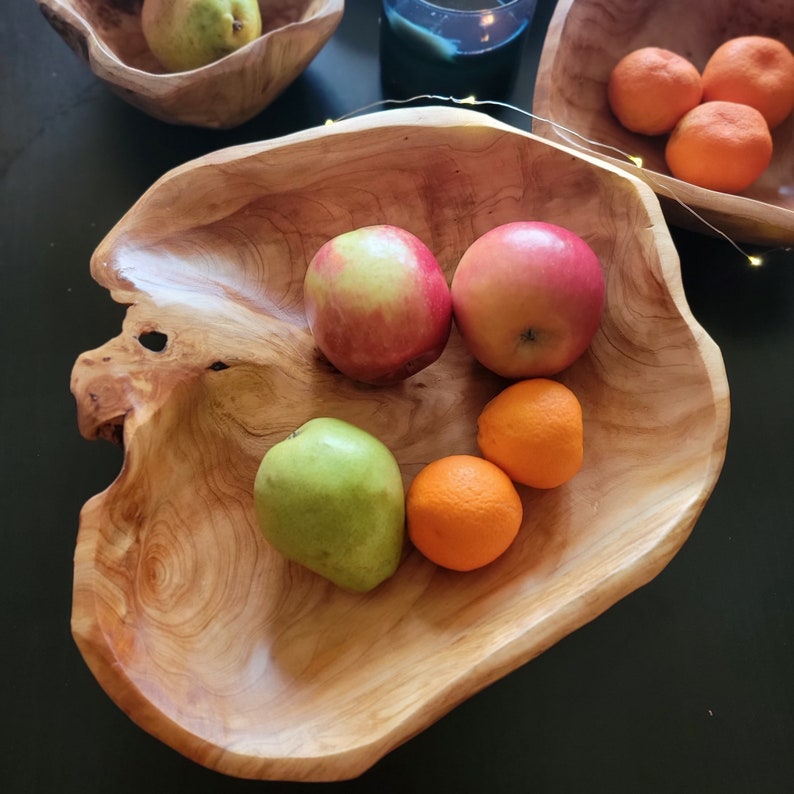 Wooden Root Bowl. Handmade Rustic Bowl, Dough Bowl. Hand Carved Fruit Bowl. Valet Bowl, Entry Bowl. Wooden Trencher. Housewarming Gift. image 8