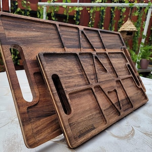Charcuterie Board with Compartments & Handle, Fruit Veggie Platter, Engraved Charcuterie Plank, Grazing Board, Wedding Gift, Housewarming