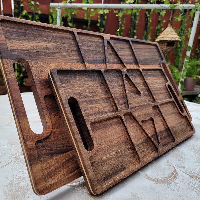 Charcuterie Board with Compartments  Handle Engraved Grazing Platter Cheese Board