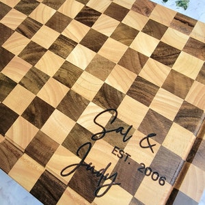 Kitchen Checkered Cutting Board, Butcher Block for BBQ, Meat Cutting Board, End Grain Board. Wedding Gift, Gift for Mom, Housewarming Gift. zdjęcie 6