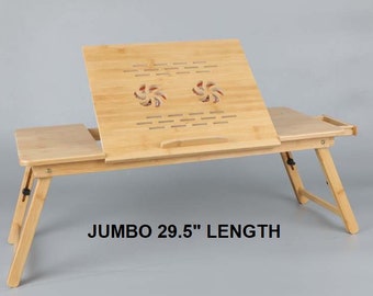 JUMBO 29.5" Lap Desk. Portable Laptop Table with Tilt Top. Extra Large Lap Tray for Bed, Couch. Lap Easel for Artist. XL Size Picnic Table.