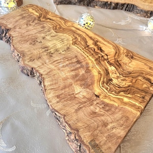 Personalized Olive Wood Cutting Board, Rustic Live Edge Cheese Board, Engraved Charcuterie Board. Custom Wedding Gift, Housewarming Gift.