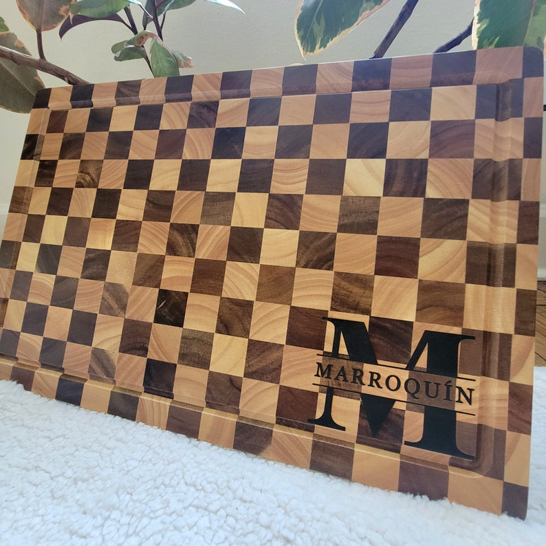 Kitchen Checkered Cutting Board, Butcher Block for BBQ, Meat Cutting Board, End Grain Board. Wedding Gift, Gift for Mom, Housewarming Gift. zdjęcie 5