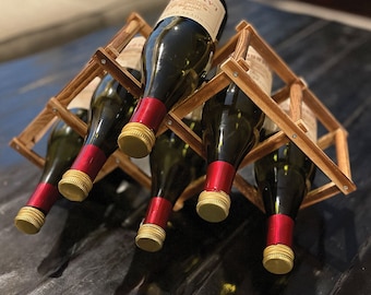 Foldable Wood Wine Rack. Collapsible Wine Holder Storage. Wine Display Stand 10-Bottle Rack