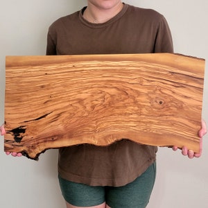 Extra Large 24&quot; Olive Wood Cheese Board, Live Edge Charcuterie, Grazing Board. XL Cutting Board. Personalized Wedding Gift, First Home Gift.