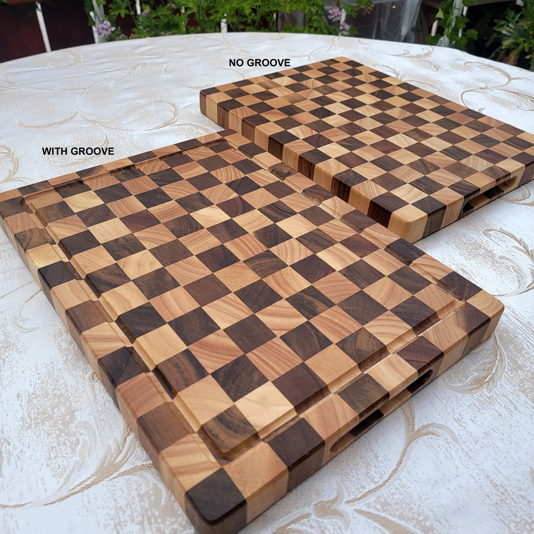 Large Checkered Cutting Board. End Grain Butcher Block. Meat Carving