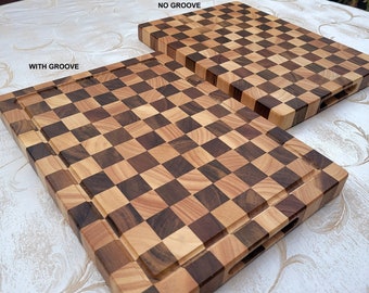 Large Checkered Cutting Board. End Grain Butcher Block. Meat Carving Board. Homeowner, Realtor Closing Gift, Thanksgiving, Christmas Gift.