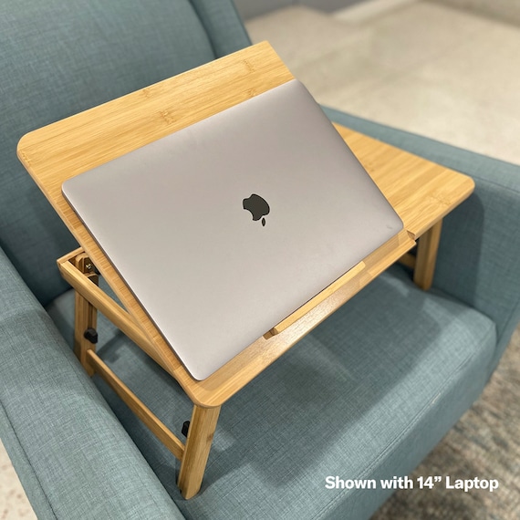 Personalized Bamboo Lap Desk: Portable Bed Tray with USB Fan