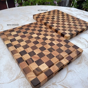 Kitchen Checkered Cutting Board, Butcher Block for BBQ, Meat Cutting Board, End Grain Board. Wedding Gift, Gift for Mom, Housewarming Gift. zdjęcie 2