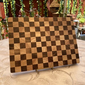 Kitchen Checkered Cutting Board, Butcher Block for BBQ, Meat Cutting Board, End Grain Board. Wedding Gift, Gift for Mom, Housewarming Gift. zdjęcie 8