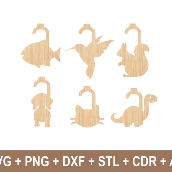 Closet Dividers Blank Set | 6 Styles Animals |  Digital Cut File | Glowforge Cricut Silhouette | SVG PNG DXF File | Laser Cutting Organizers