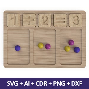 Tableau de mathématiques Montessori 1-10 avec plateaux, symboles et cartes numériques | Jouet éducatif | 1-10 numéros mathématiques | Enseignement préscolaire à la maison