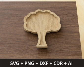 Tree Tray Plate |  Digital CNC Cut File | svg dxf file | Food Plates | Sensory Play Trays | Toddler Feeding
