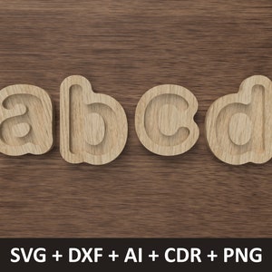 Lowercase Letters Trays 80mm | English Alphabet Letters | For CNC and Laser Cutter | Montessori Puzzle | Educational Toys