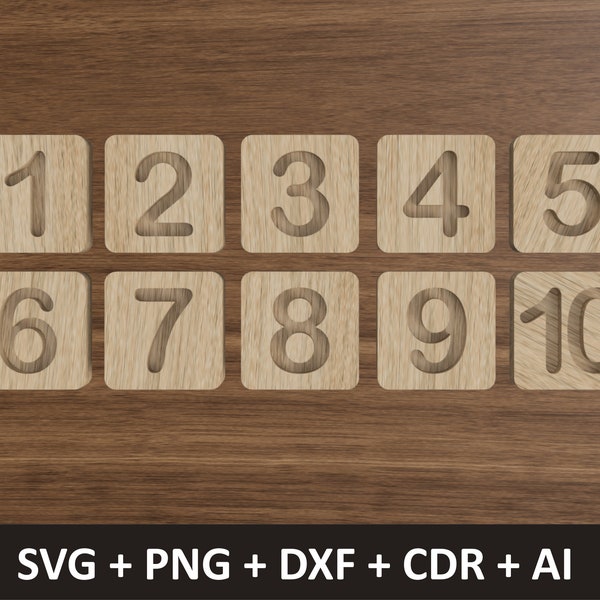 Blocs numérotés 45x45mm | Compter les blocs | Numéros éducatifs | Blocs en bois | Laser CNC | Casse-tête Montessori | Comptage en bois