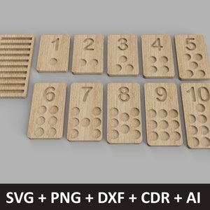 Montessori Counting Trays Boards / svg dxf Digital Files / Educational Toy / Tracing Boards / 1-10 Math Numbers / Preschool Homeschooling