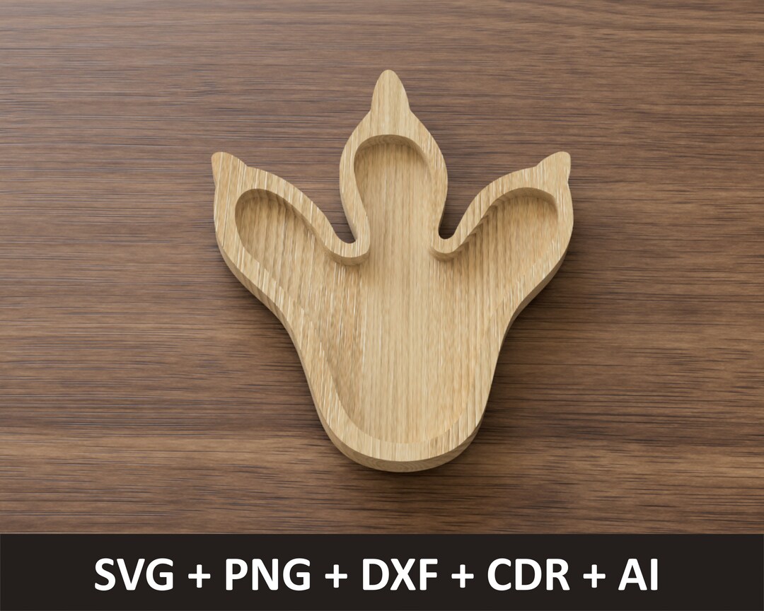 Dino Footprint Tray Plate Digital CNC Cut File Svg Dxf File Food Plates