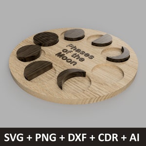 Mondphasen Puzzle | Mondkalender | Brett | Totale Mondfinsternis | Supermond | Mondphasen | Montessori Puzzle | svg dxf digitale Datei