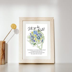 Cadeau pour la retraite | Idée cadeau cadeau d'argent | Bouquet de fleurs numérique (bleu) - disponible immédiatement | Don communautaire pour la retraite | PDFA4