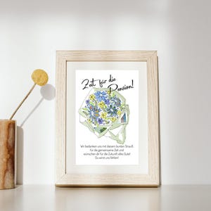 Cadeau pour la retraite | Idée cadeau cadeau d'argent | Bouquet de fleurs numérique (bleu) - disponible immédiatement | Don de retraite communautaire