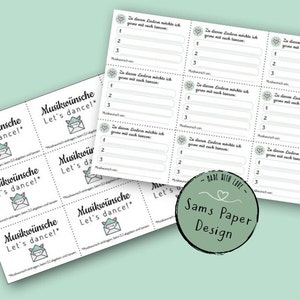 Musikwunschkärtchen für eure Hochzeit | farbig