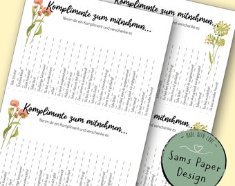 Compliments to Take Away (A5) - Wedding Decor | flowery to print at home | Decoration for your wedding celebration in various colors